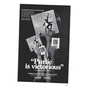 Purple Victorious Broadway Recording Advertisement 1970s Vintage Print Ad 9 in